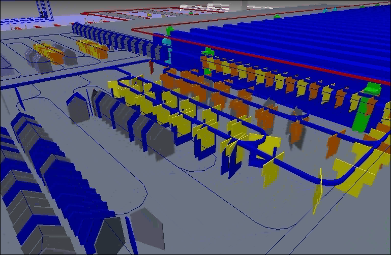 Graphical simulation of a clothing warehouse.