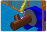 Graphical simulation of a welding robot.