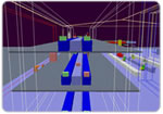 Graphical simulation of a warehouse.