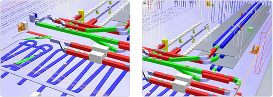 Simulation of a warehouse showing loading and unloading bays as well as storage and picking areas.